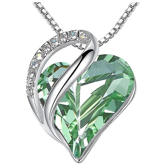 Necklaces for Women, Infinity Love Heart , August-Light Chrysolite Green